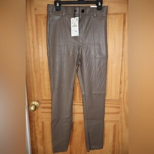 Zara Women's Tan Leather Pants